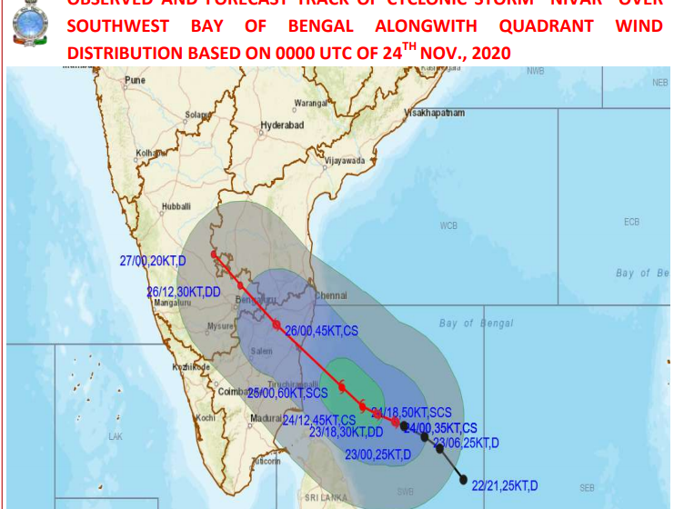  Deep Depression intensifies into a Cyclonic Storm “NIVAR” over southwest Bay of Bengal