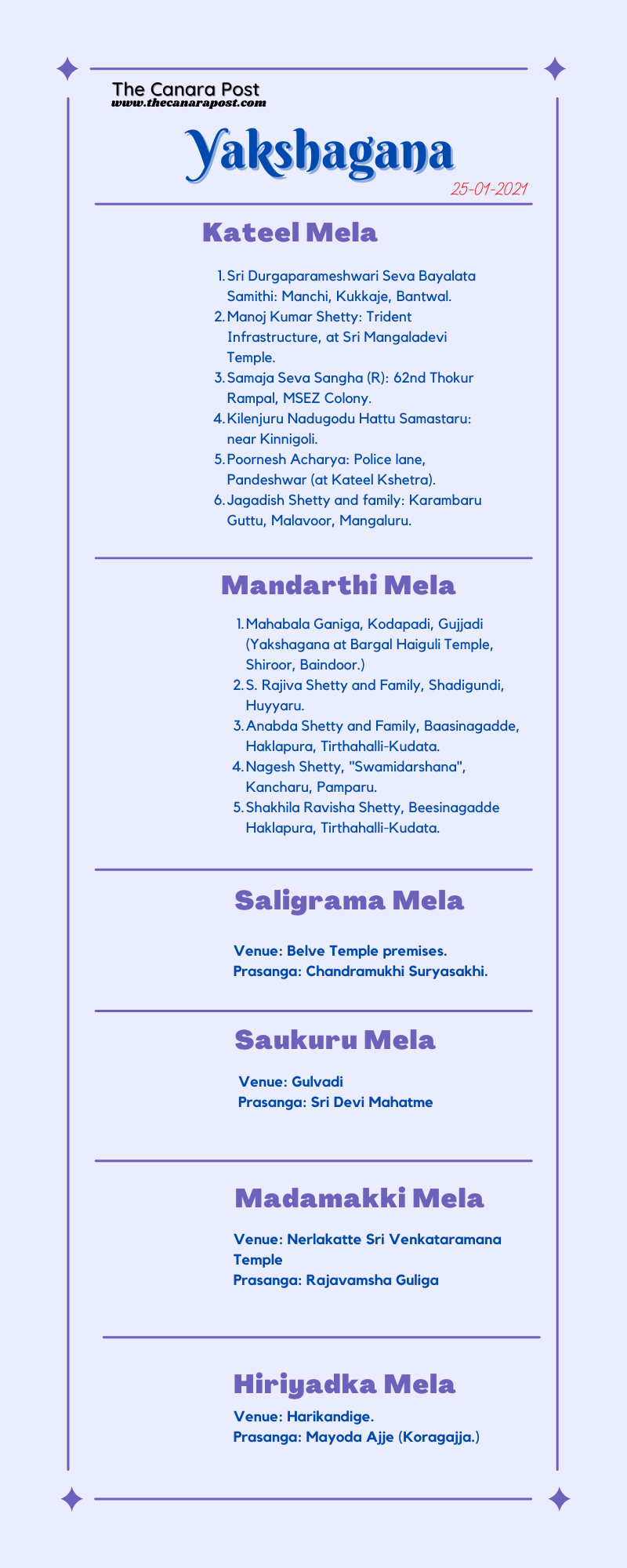 Yakshagana time table