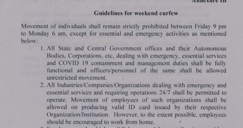  Weekend curfew exempted for these categories