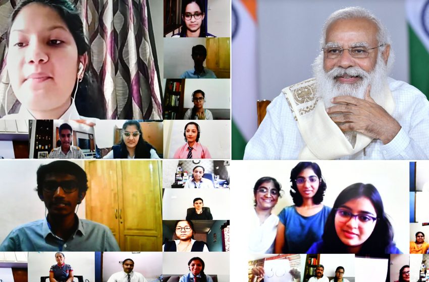  In a surprise move Modi joins class 12 students virtual session organized by the Ministry of Education