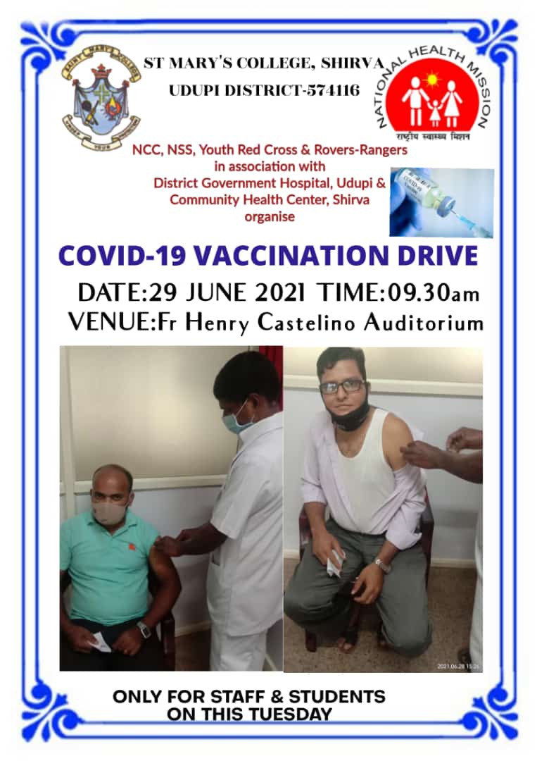 Covid-19 vaccination drive at St. Mary's College Shirva