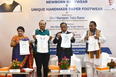 Narayan Rane launches Khadi Babywear & Unique Handmade Paper “Use & Throw” Slippers
