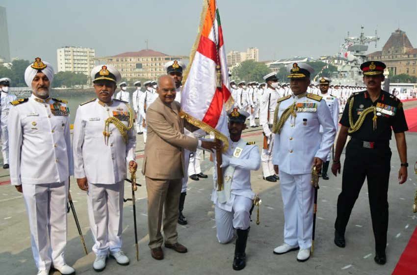  President’s Standard presented to 22nd Missile Vessels Squadron of Indian Navy