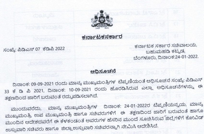  Bommai reshuffles district in-charge ministers