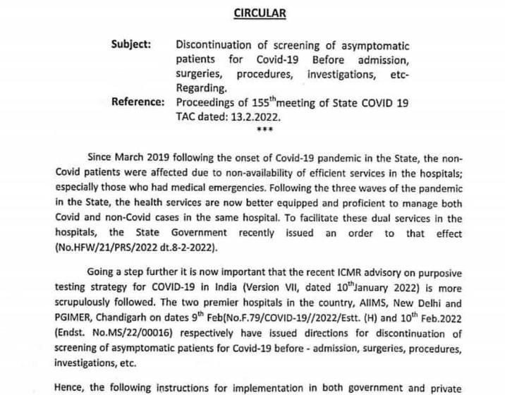  Karnataka discontinues Covid-19 testing of asymptomatic persons prior to hospitalization
