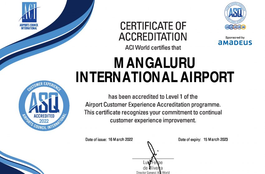  Mangaluru International Airport receives ACI accreditation