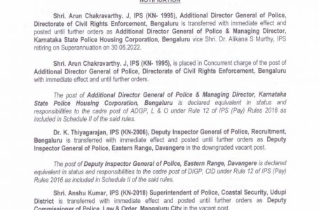 Anshu Kumar appointed DCP of Mangaluru