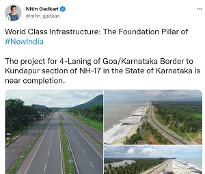  Gadkari lauds Kundapur-Goa border Highway work