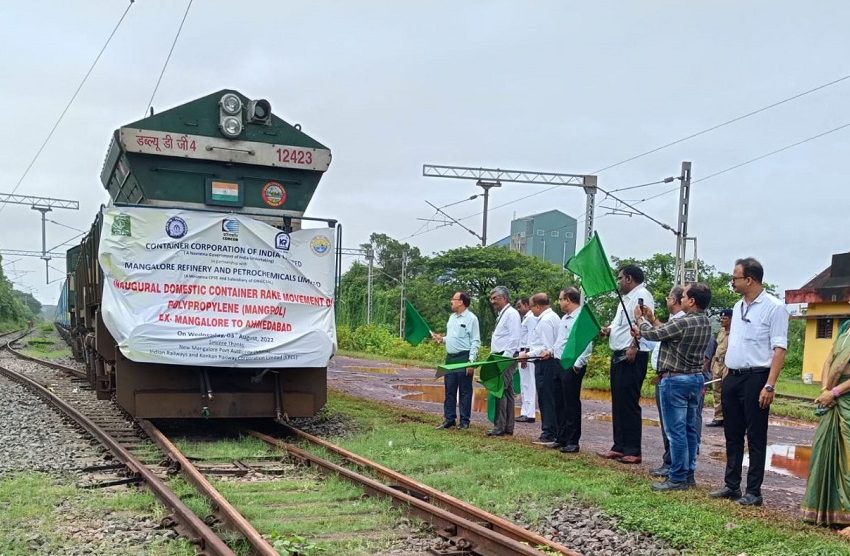 Mangaluru: Container train carrying polypropylene granules flagged off