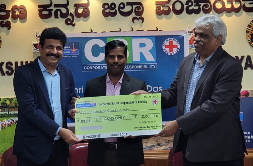  Mangaluru: Bank of India donates Rs 10 lakh to Indian Red Cross Society