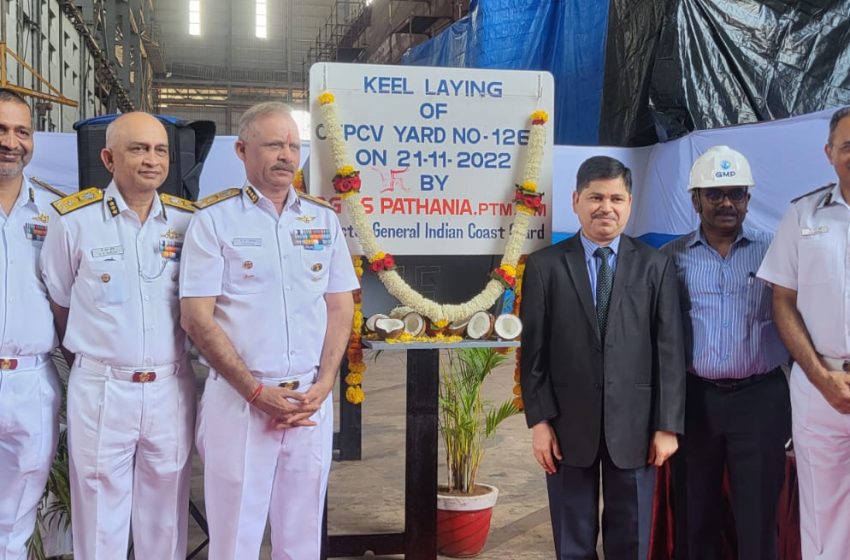  Keel laid for construction of two Coast Guard Pollution Control Vessels at Goa Shipyard