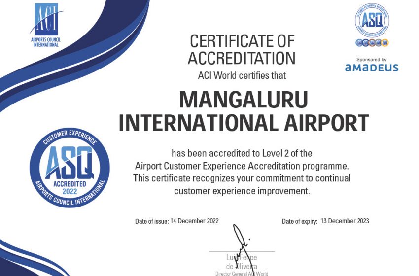  Mangaluru International Airport receives ACI level two accreditation