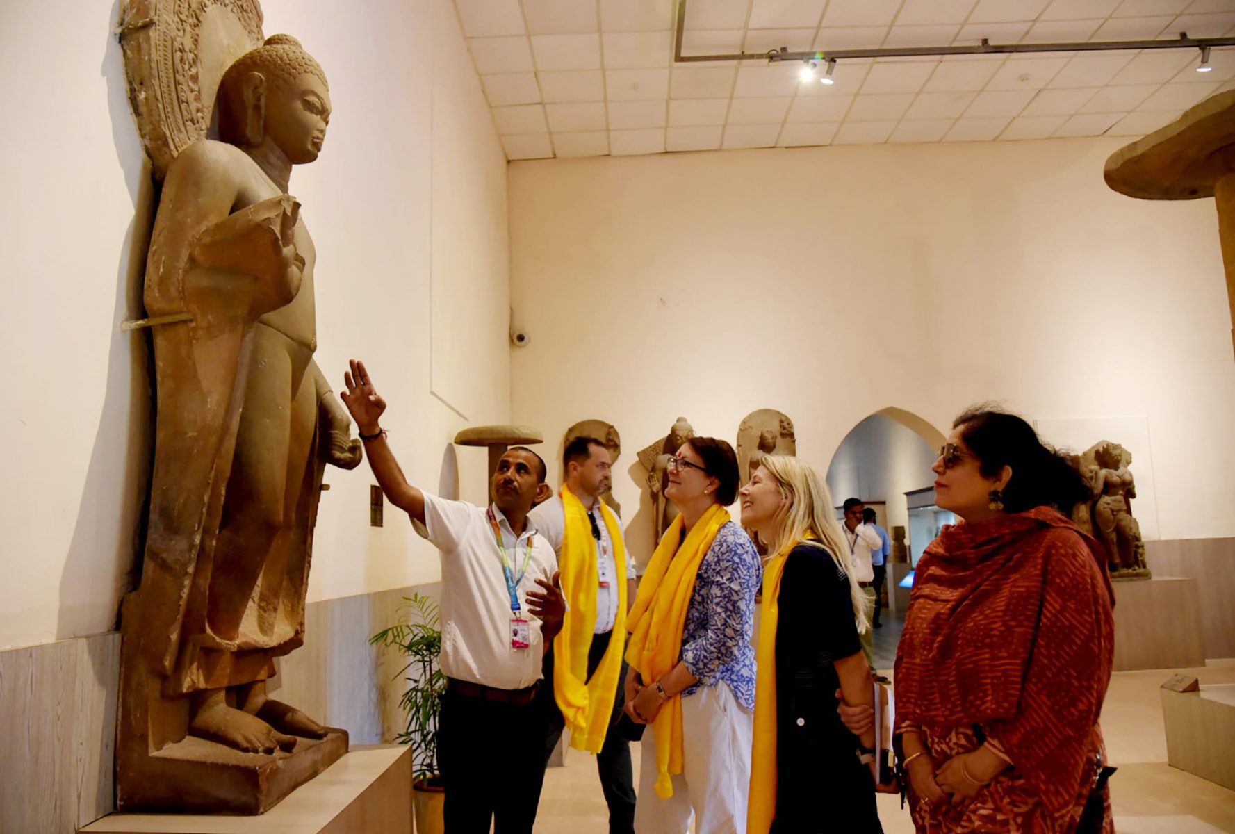 G20 Delegates of Culture working group (CWG) visit the Sarnath archaeological museum & Buddha park at Varanasi, in Uttar Pradesh on August 27, 2023.