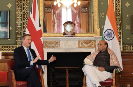 Rajnath Singh Meets UK Foreign Secretary David Cameron