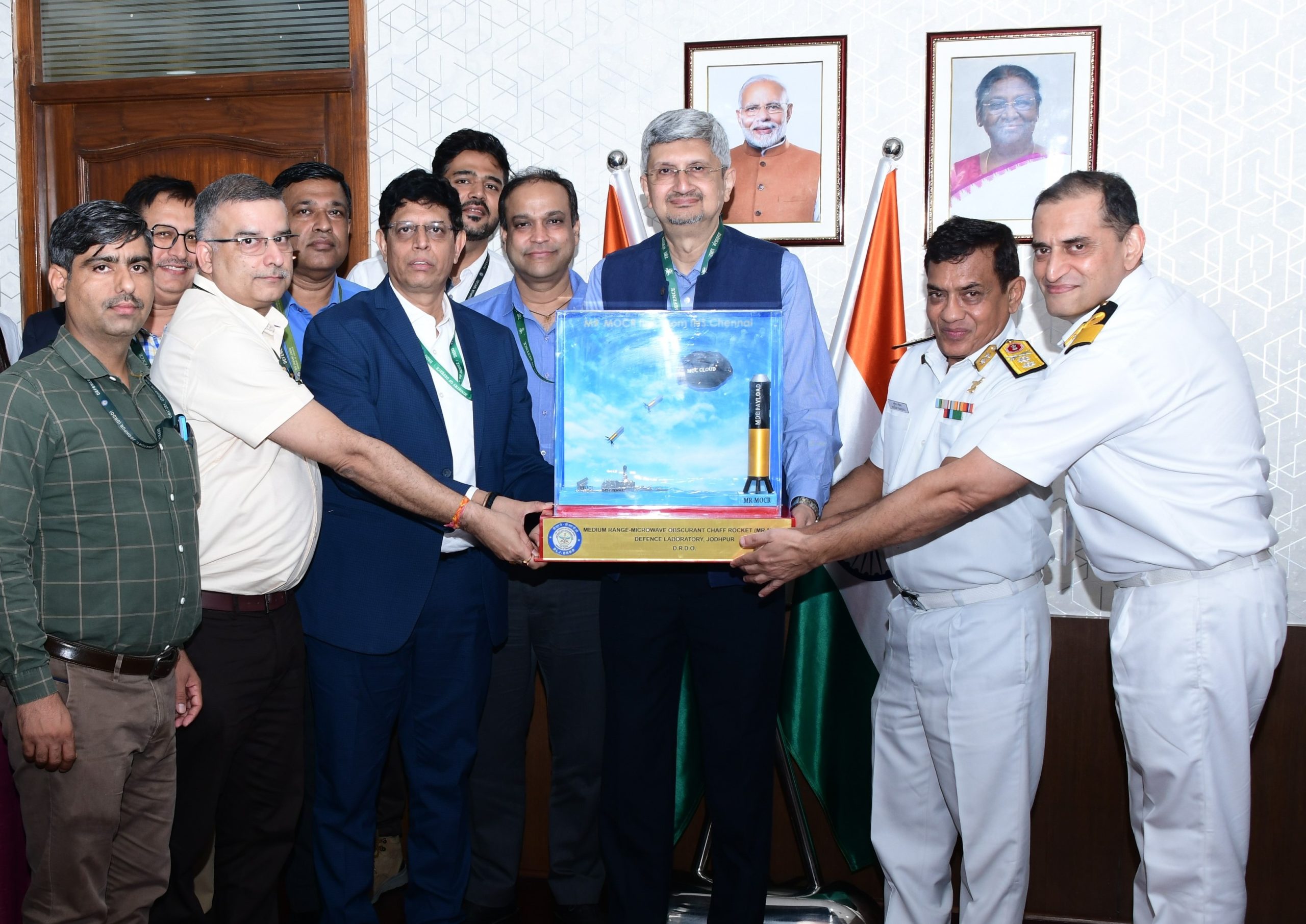 DRDO hands over Medium Range-Microwave Obscurant Chaff Rocket to Indian Navy