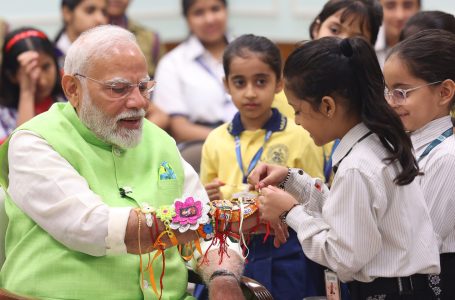 PM Joins Raksha Bandhan Festivities with Children in New Delhi